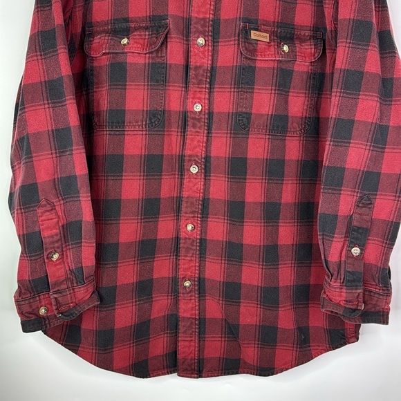 Vintage Carhartt Red Plaid Heavy Long Sleeve Button Up Shirt Size Large - Picture 3 of 12